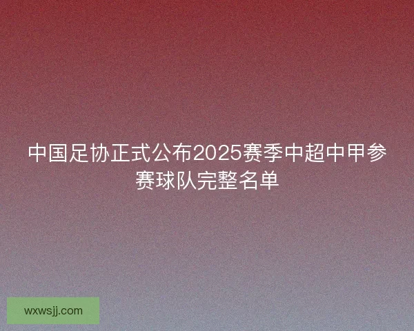 中国足协正式公布2025赛季中超中甲参赛球队完整名单