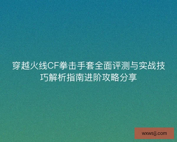 穿越火线CF拳击手套全面评测与实战技巧解析指南进阶攻略分享